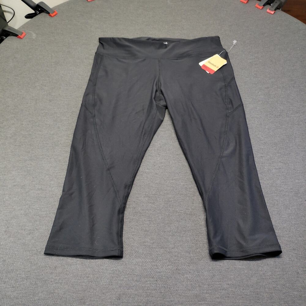 NWT Reebok Women's XL Black High Waist Performance Leggings Pockets Yoga Gym